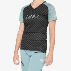 Ženska kolesarska majica 100% AIRMATIC Women's jersey-100 Percent Airmatic Jersey-Seafoam_Checkers-S