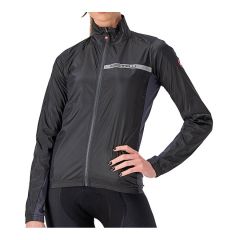 Ženska kolesarska vetrovka Castelli Squadra Stretch-Light Black/Dark Grey-XS